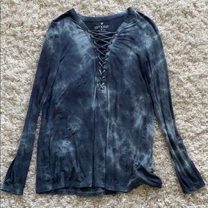 American Eagle Long Sleeve Tie-Dye T-shirt